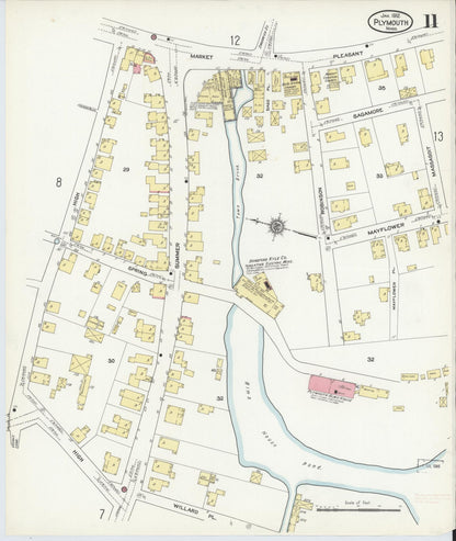 Sanborn Fire Insurance Map from Plymouth, Plymouth County, Massachusetts (1912), Sheet #0011 - Complete Map Set gallery image, historic Sanborn map, vintage wall art, Massachusetts Massachusetts
