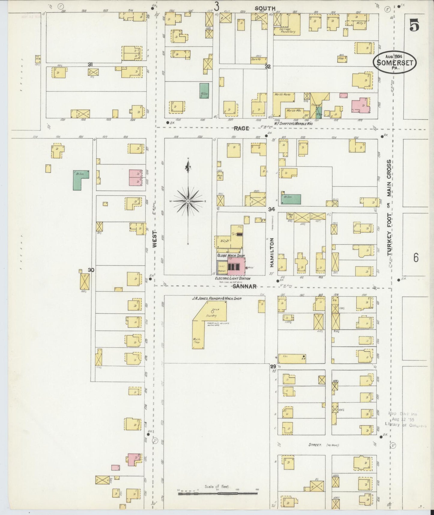 Sanborn Fire Insurance Map from Somerset, Somerset County, Pennsylvania (1904), Sheet #0005 - Complete Map Set gallery image, historic Sanborn map, vintage wall art, Pennsylvania Pennsylvania
