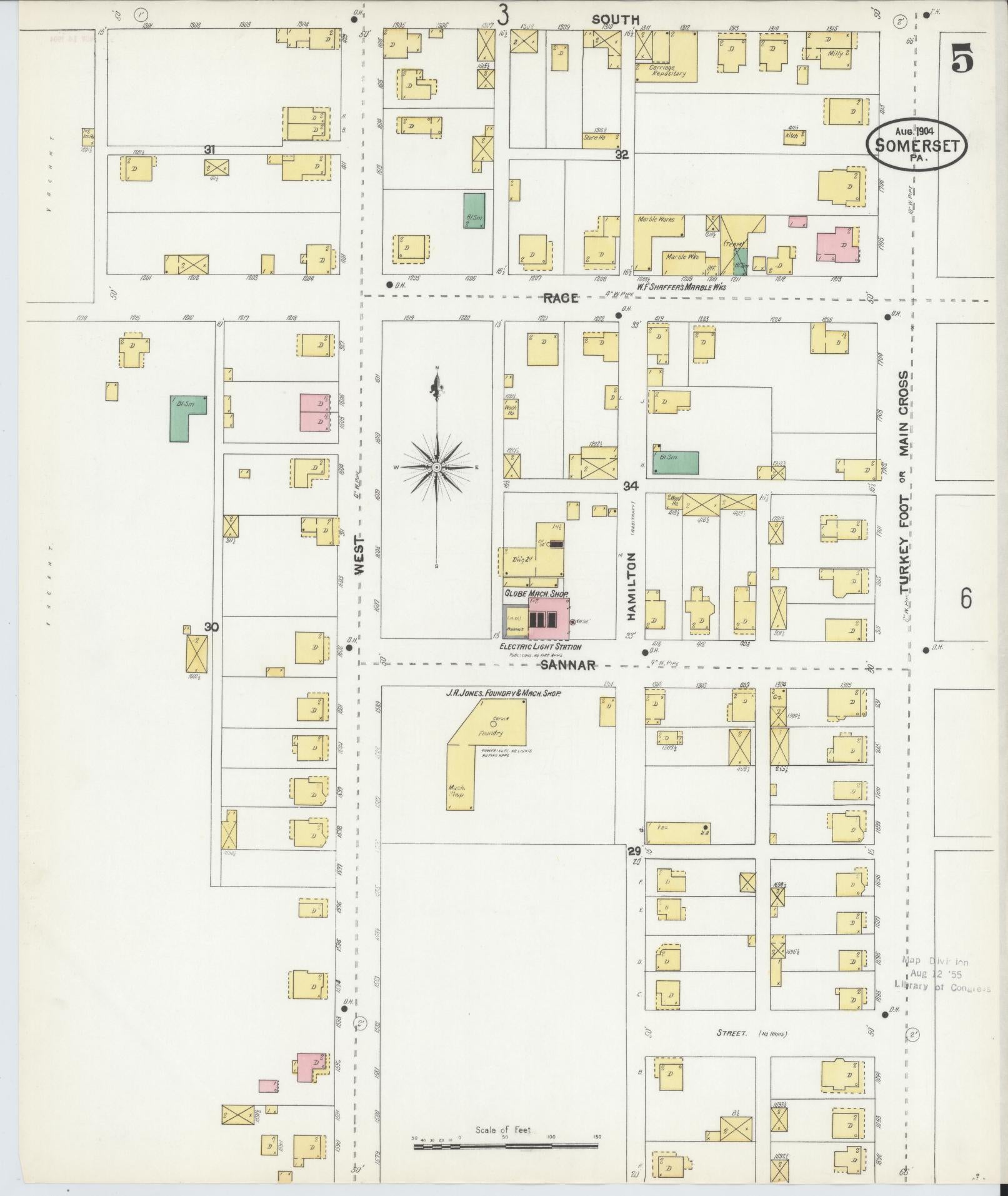 Sanborn Fire Insurance Map from Somerset, Somerset County, Pennsylvania (1904), Sheet #0005 - Complete Map Set gallery image, historic Sanborn map, vintage wall art, Pennsylvania Pennsylvania