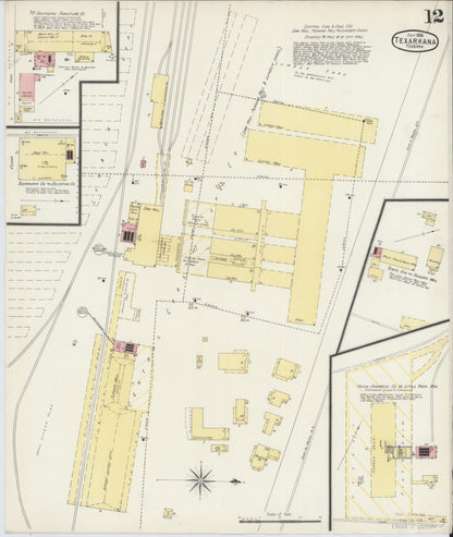 Sanborn Fire Insurance Map from Texarkana, Bowie County, Texas (1896), Sheet #0012 - Complete Map Set gallery image, historic Sanborn map, vintage wall art, Texas Texas