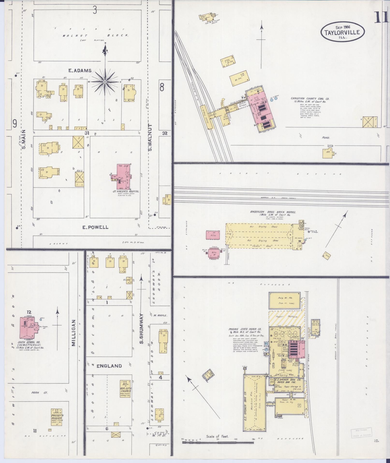 Sanborn Fire Insurance Map from Taylorville, Christian County, Illinois (1906), Sheet #0011 - Complete Map Set gallery image, historic Sanborn map, vintage wall art, Illinois Illinois