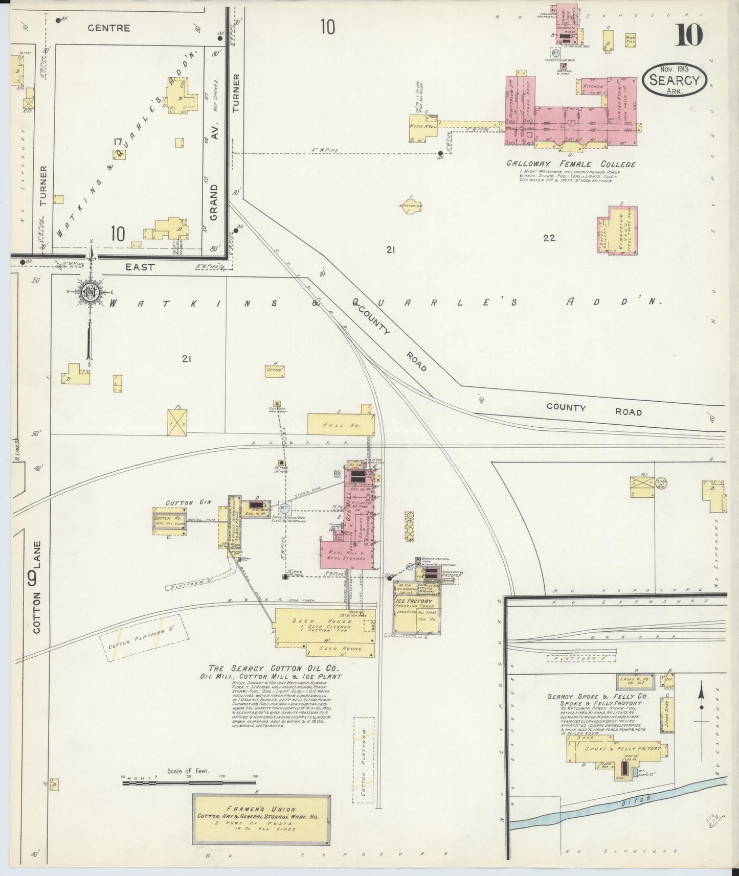Sanborn Fire Insurance Map from Searcy, White County, Arkansas (1913), Sheet #0010 - Complete Map Set gallery image, historic Sanborn map, vintage wall art, Arkansas Arkansas