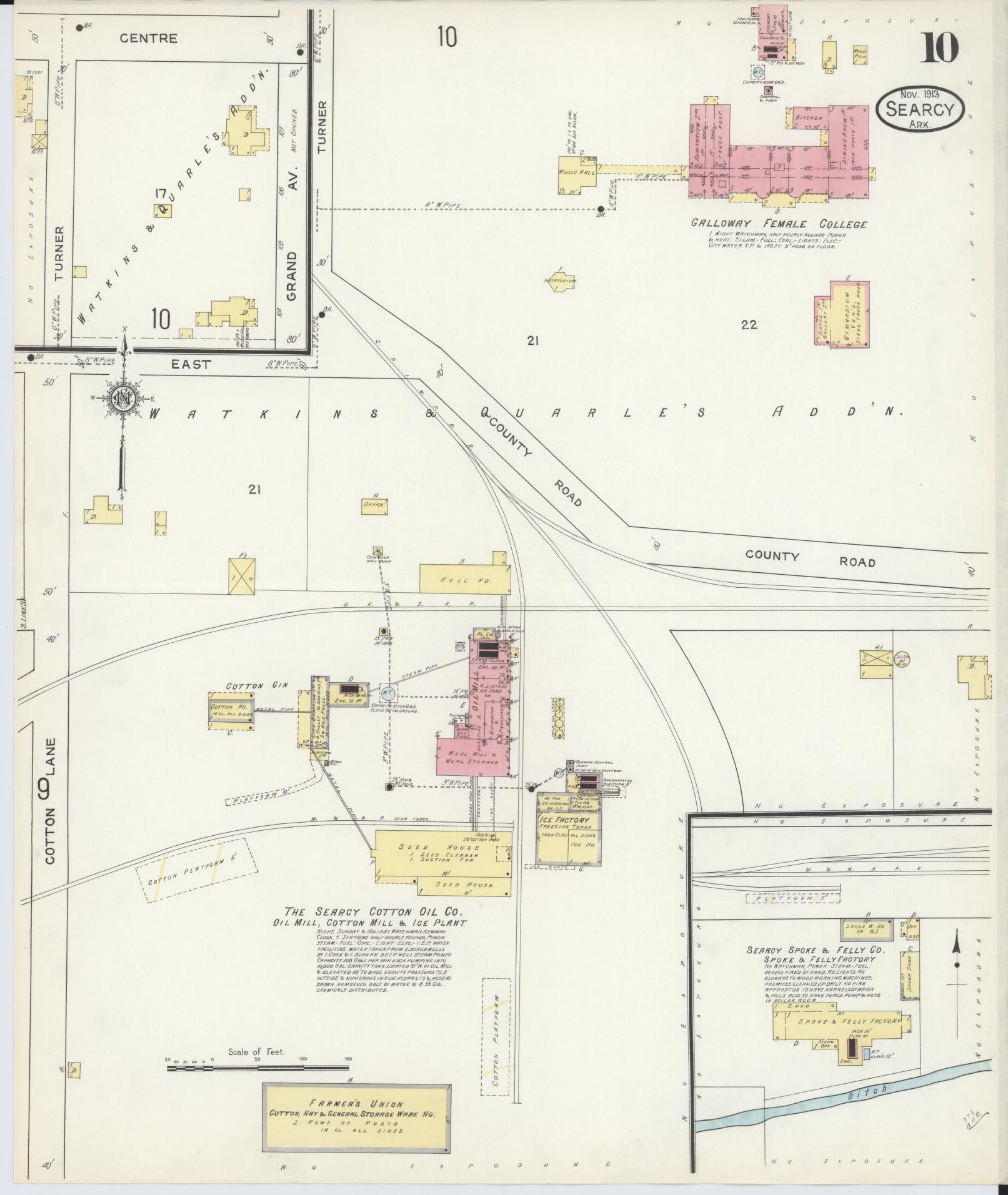 Sanborn Fire Insurance Map from Searcy, White County, Arkansas (1913), Sheet #0010 - Complete Map Set gallery image, historic Sanborn map, vintage wall art, Arkansas Arkansas