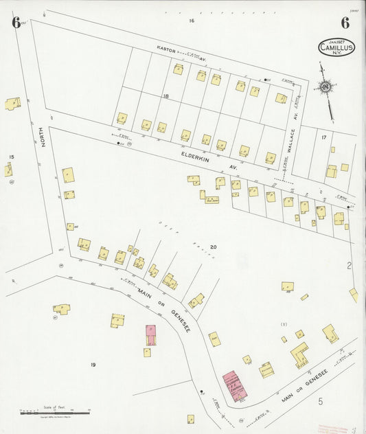 Sanborn Fire Insurance Map from Camillus, Onondaga County, New York (1927), Sheet #0006 - Historic Sanborn Fire Insurance Map Print, vintage old map wall art, antique decor, genealogy gift, New York New York map