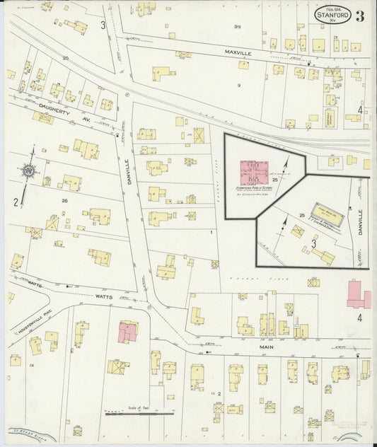 Sanborn Fire Insurance Map from Stanford, Lincoln County, Kentucky (1914), Sheet #0003 - Historic Sanborn Fire Insurance Map Print, vintage old map wall art, antique decor, genealogy gift, Kentucky Kentucky map