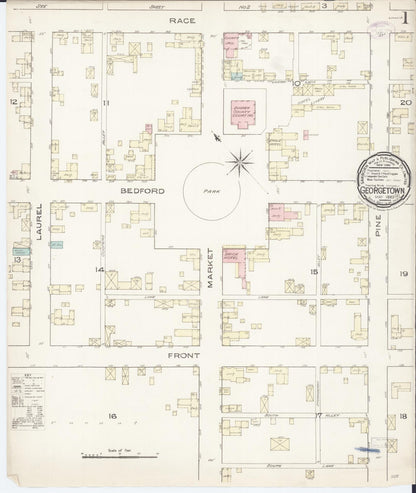 Sanborn Fire Insurance Map from Georgetown, Sussex County, Delaware (1885), Sheet #0001 - Complete Map Set gallery image, historic Sanborn map, vintage wall art, Delaware Delaware