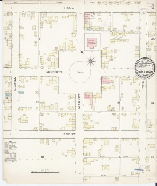 Sanborn Fire Insurance Map from Georgetown, Sussex County, Delaware (1885), Sheet #0001 - Complete Map Set gallery image, historic Sanborn map, vintage wall art, Delaware Delaware