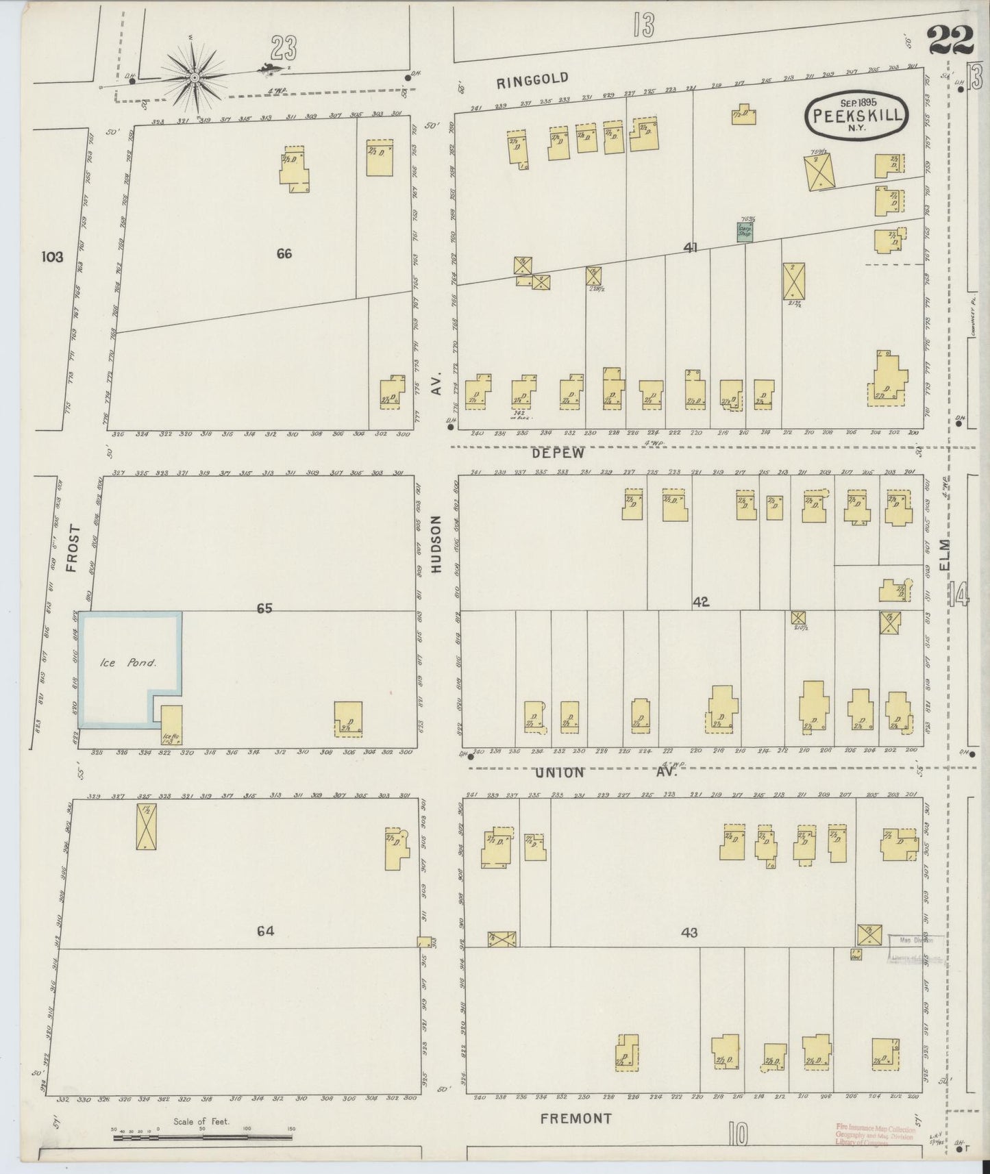Sanborn Fire Insurance Map from Peekskill, Westchester County, New York (1895), Sheet #0022 - Complete Map Set gallery image, historic Sanborn map, vintage wall art, New York New York