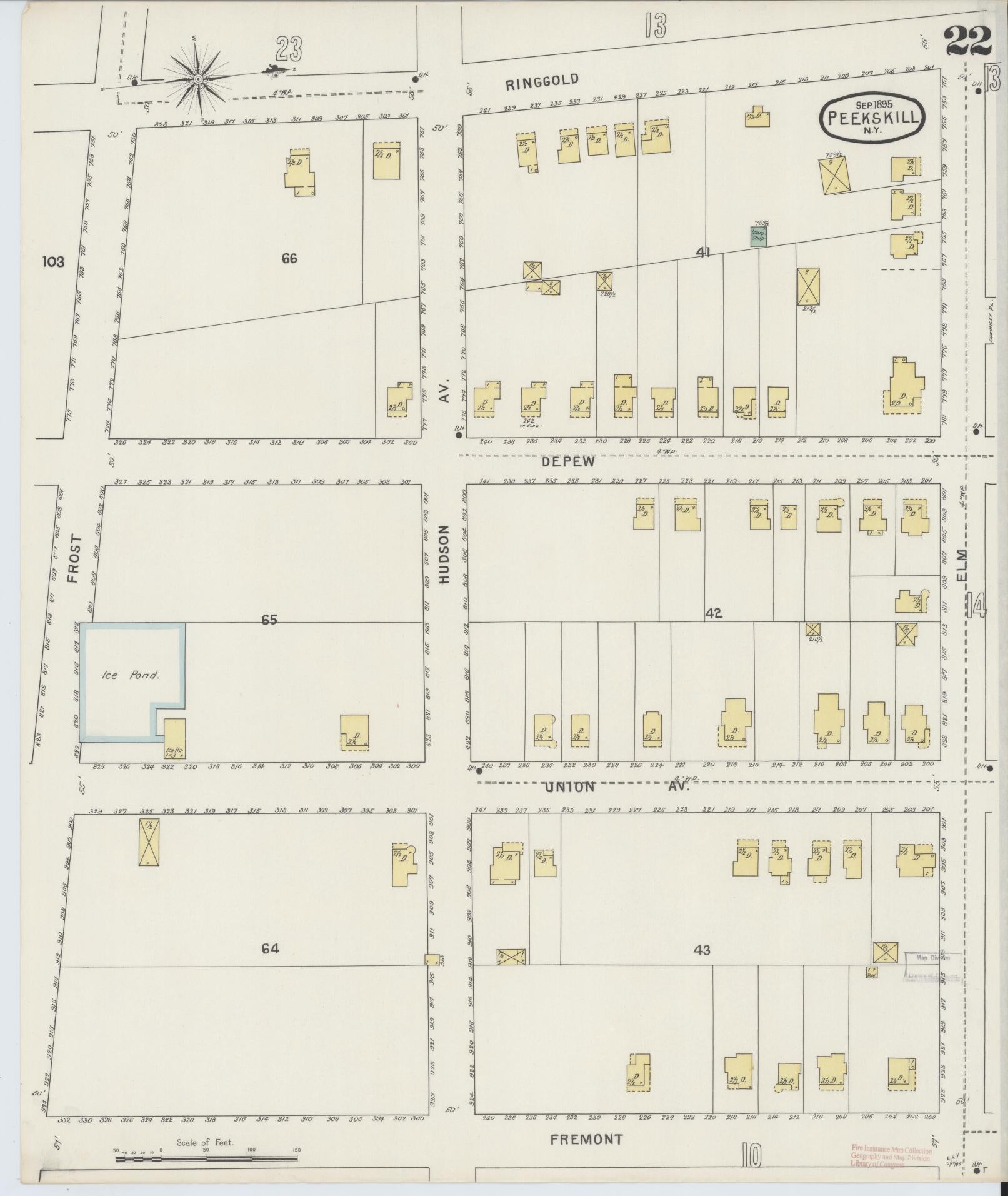Sanborn Fire Insurance Map from Peekskill, Westchester County, New York (1895), Sheet #0022 - Complete Map Set gallery image, historic Sanborn map, vintage wall art, New York New York