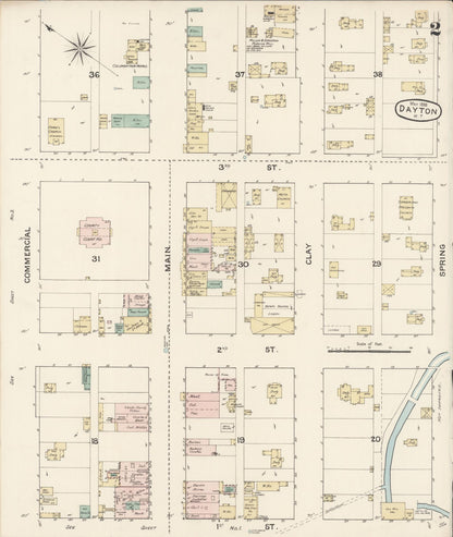 Sanborn Fire Insurance Map from Dayton, Columbia County, Washington (1888), Sheet #0002 - Complete Map Set gallery image, historic Sanborn map, vintage wall art, Washington Washington
