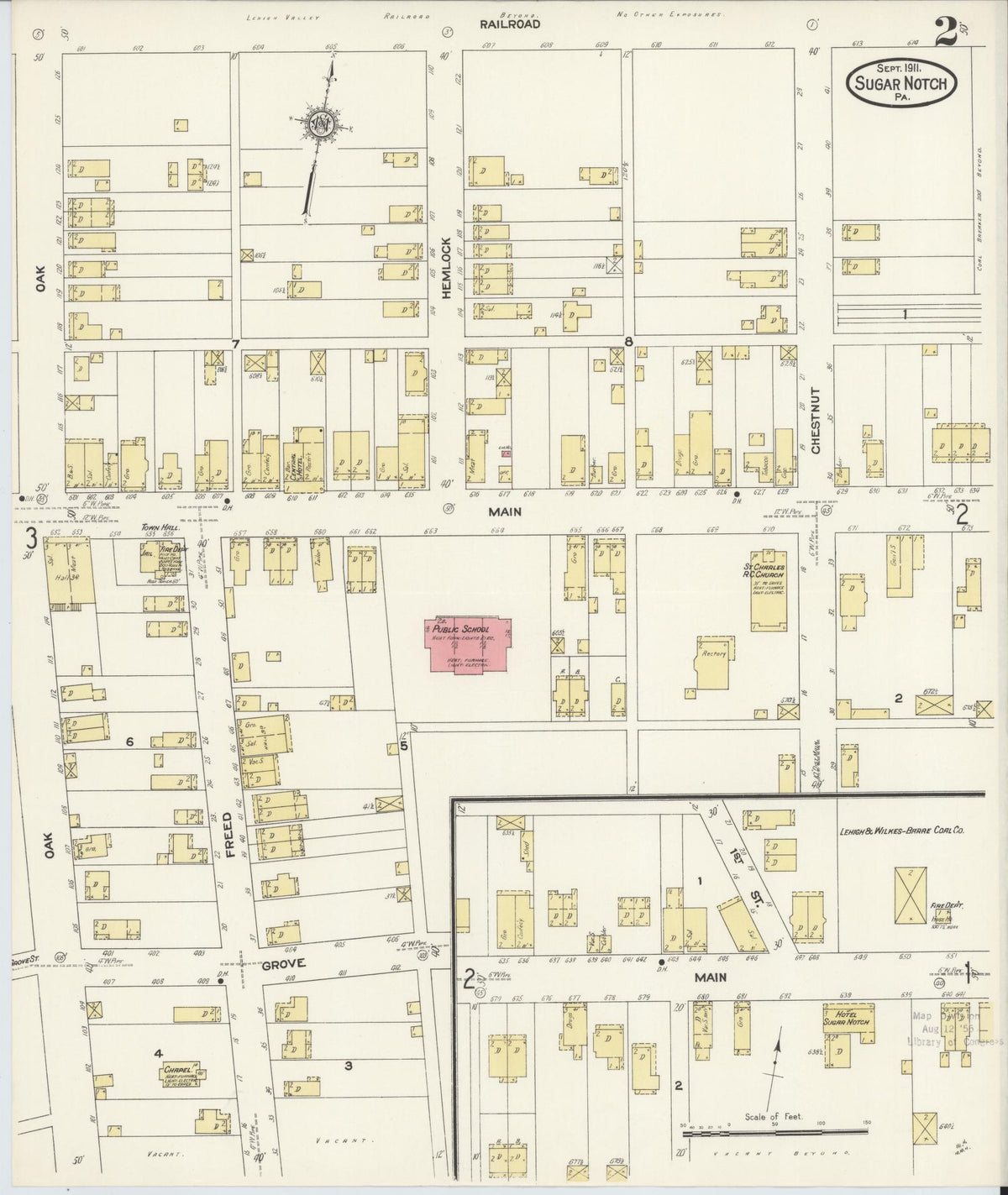 Sanborn Fire Insurance Map from Sugar Notch, Luzerne County, Pennsylvania (1911), Sheet #0002 - Historic Sanborn Fire Insurance Map Print, vintage old map wall art, antique decor, genealogy gift, Pennsylvania Pennsylvania map