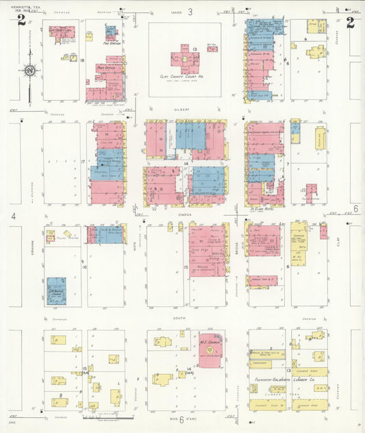 Sanborn Fire Insurance Map from Henrietta, Clay County, Texas (1934), Sheet #0002 - Historic Sanborn Fire Insurance Map Print, vintage old map wall art, antique decor, genealogy gift, Texas Texas map
