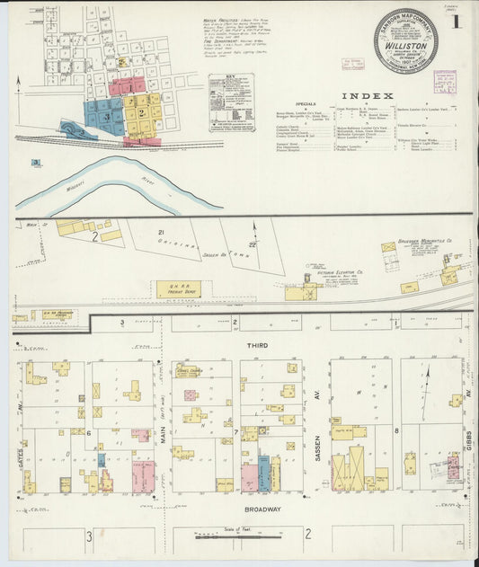 Sanborn Fire Insurance Map from Williston, Williams County, North Dakota. (1907) – Historic Sanborn Fire Insurance Map Print