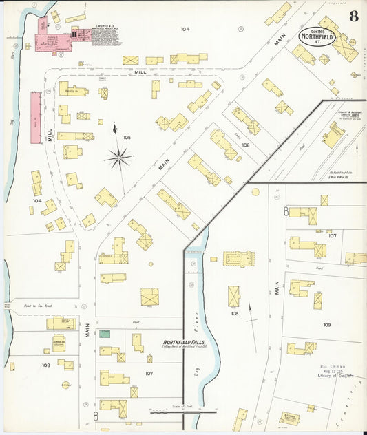 Sanborn Fire Insurance Map from Northfield, Washington County, Vermont (1903), Sheet #0008 - Historic Sanborn Fire Insurance Map Print, vintage old map wall art, antique decor, genealogy gift, Vermont Vermont map