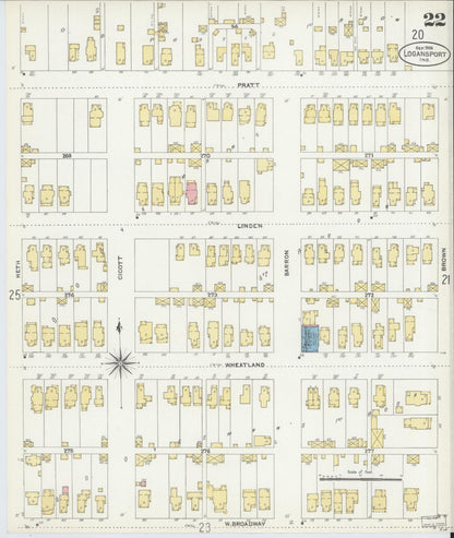 Sanborn Fire Insurance Map from Logansport, Cass County, Indiana (1906), Sheet #0022 - Historic Sanborn Fire Insurance Map Print, vintage old map wall art, antique decor, genealogy gift, Indiana Indiana map