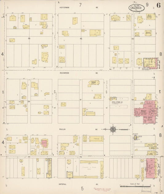 Sanborn Fire Insurance Map from Calexico, Imperial County, California (1916), Sheet #0006 - Historic Sanborn Fire Insurance Map Print, vintage old map wall art, antique decor, genealogy gift, California California map