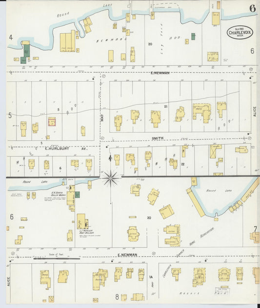 Sanborn Fire Insurance Map from Charlevoix, Charlevoix County, Michigan (1901), Sheet #0006 - Historic Sanborn Fire Insurance Map Print, vintage old map wall art, antique decor, genealogy gift, Michigan Michigan map