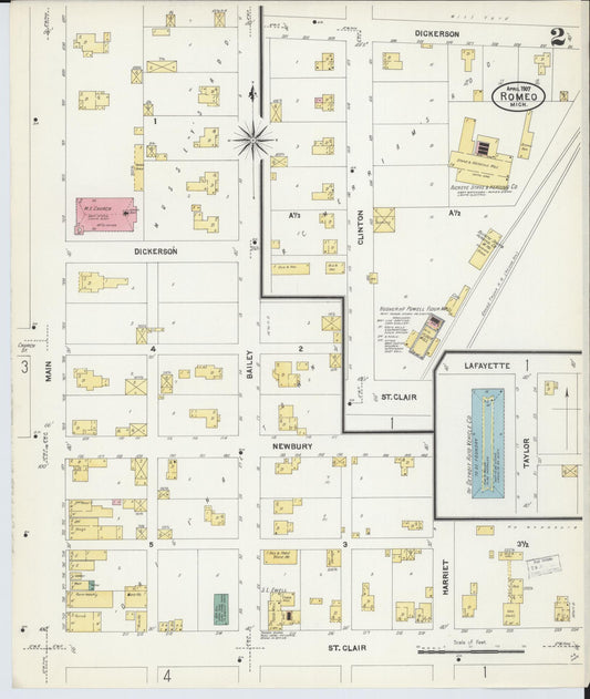 Sanborn Fire Insurance Map from Romeo, Macomb County, Michigan (1907), Sheet #0002 - Historic Sanborn Fire Insurance Map Print, vintage old map wall art, antique decor, genealogy gift, Michigan Michigan map