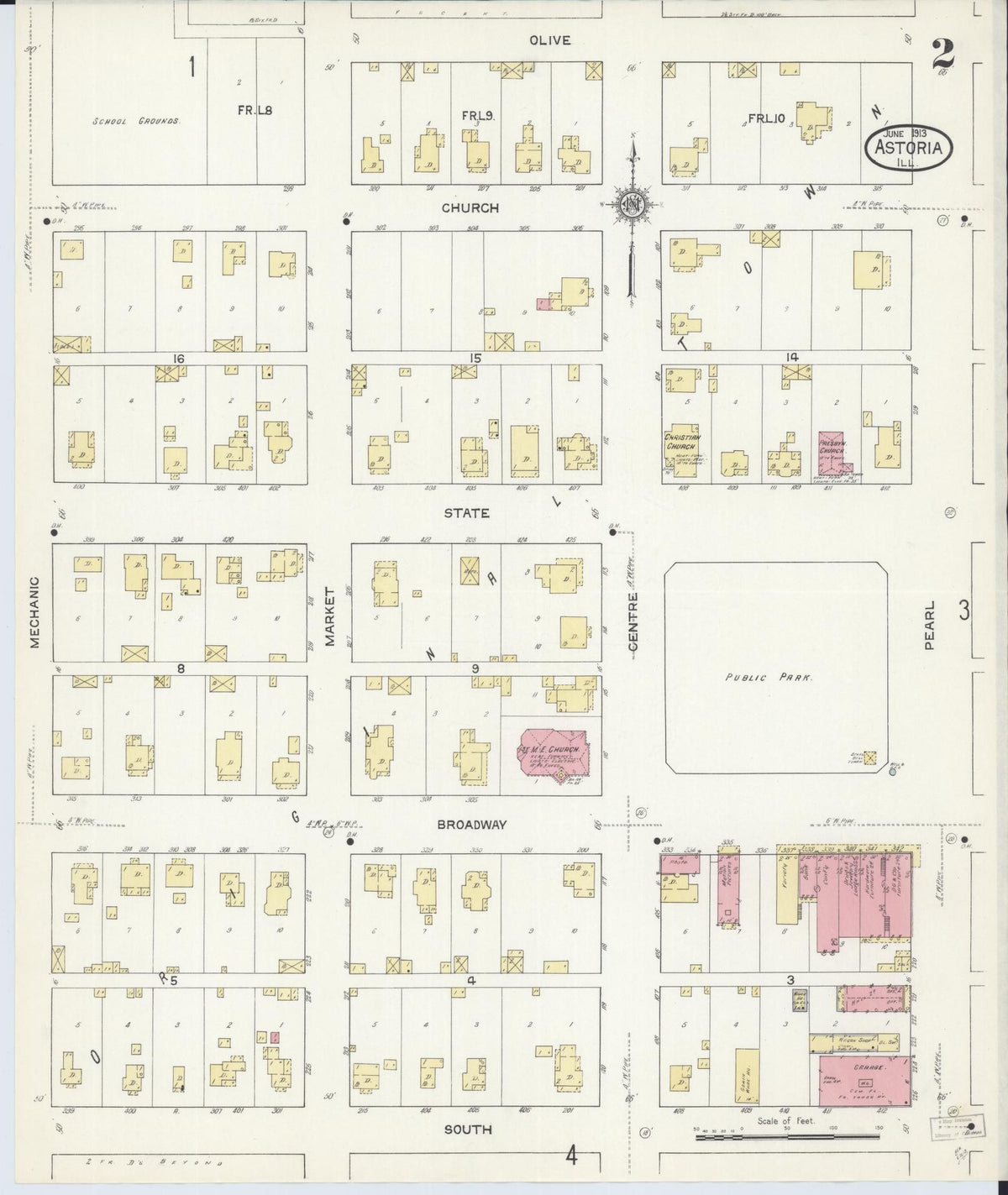 Sanborn Fire Insurance Map from Astoria, Fulton County, Illinois (1913), Sheet #0002 - Historic Sanborn Fire Insurance Map Print, vintage old map wall art, antique decor, genealogy gift, Illinois Illinois map