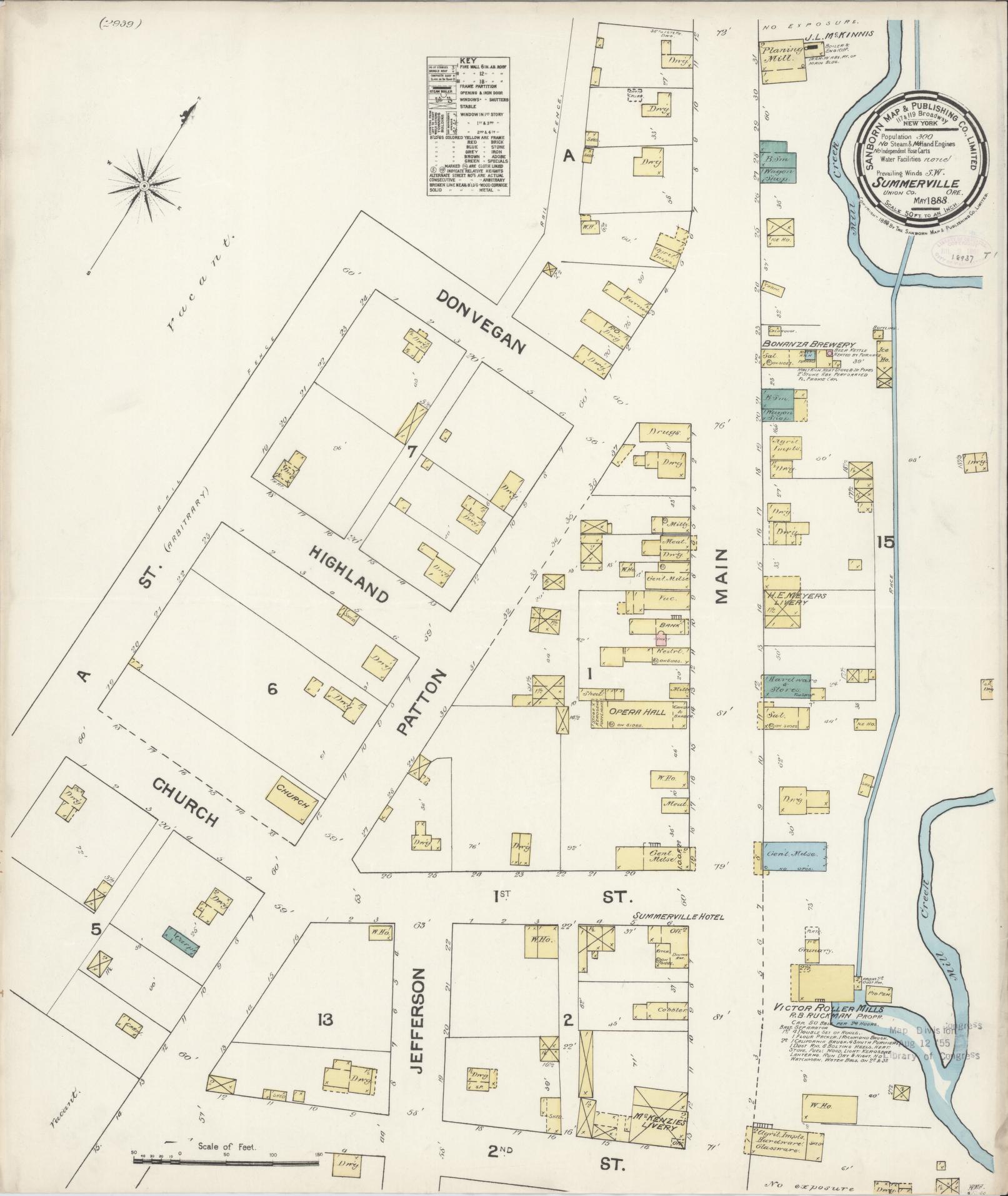 Sanborn Fire Insurance Map from Summerville, Union County, Oregon. (1888) – Historic Sanborn Fire Insurance Map Print