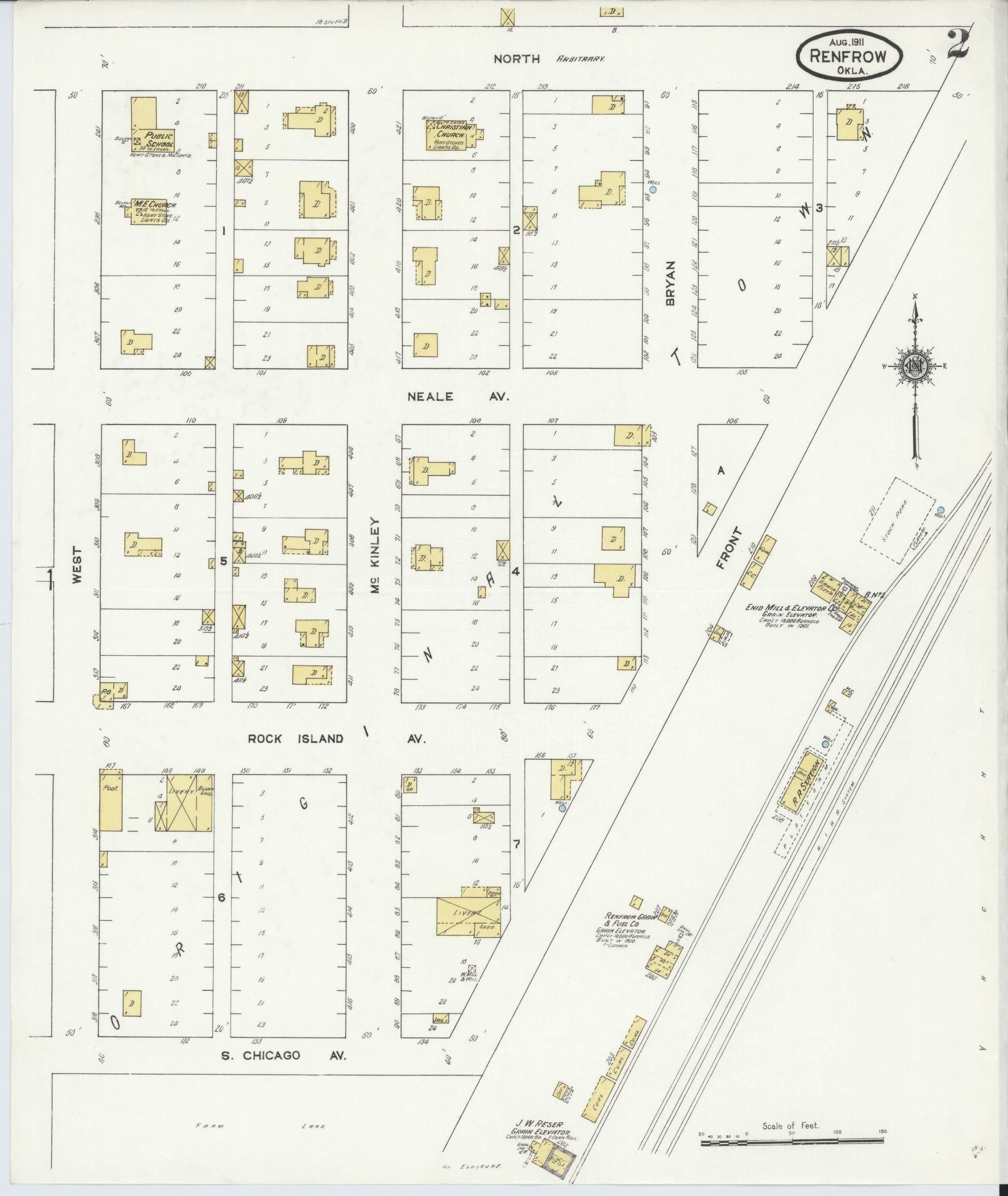 Sanborn Fire Insurance Map from Renfrow, Grant County, Oklahoma (1911), Sheet #0002 - Historic Sanborn Fire Insurance Map Print, vintage old map wall art, antique decor, genealogy gift, Oklahoma Oklahoma map