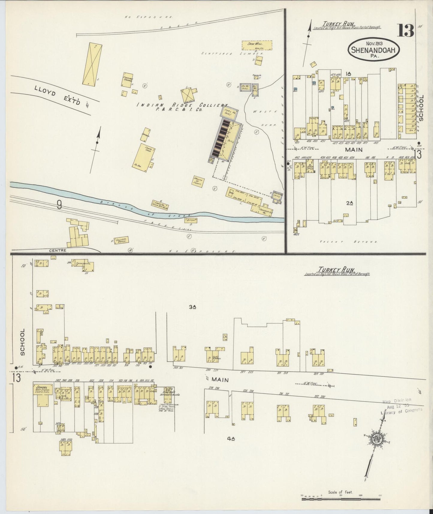 Sanborn Fire Insurance Map from Shenandoah, Schuylkill County, Pennsylvania (1913), Sheet #0013 - Complete Map Set gallery image, historic Sanborn map, vintage wall art, Pennsylvania Pennsylvania