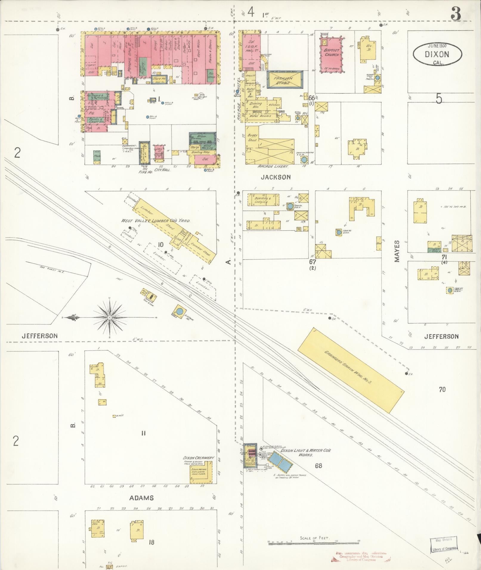 Sanborn Fire Insurance Map from Dixon, Solano County, California (1900), Sheet #0003 - Complete Map Set gallery image, historic Sanborn map, vintage wall art, California California