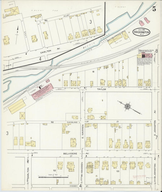 Sanborn Fire Insurance Map from Washington, Warren County, New Jersey (1914), Sheet #0005 - Historic Sanborn Fire Insurance Map Print, vintage old map wall art, antique decor, genealogy gift, Washington Washington map