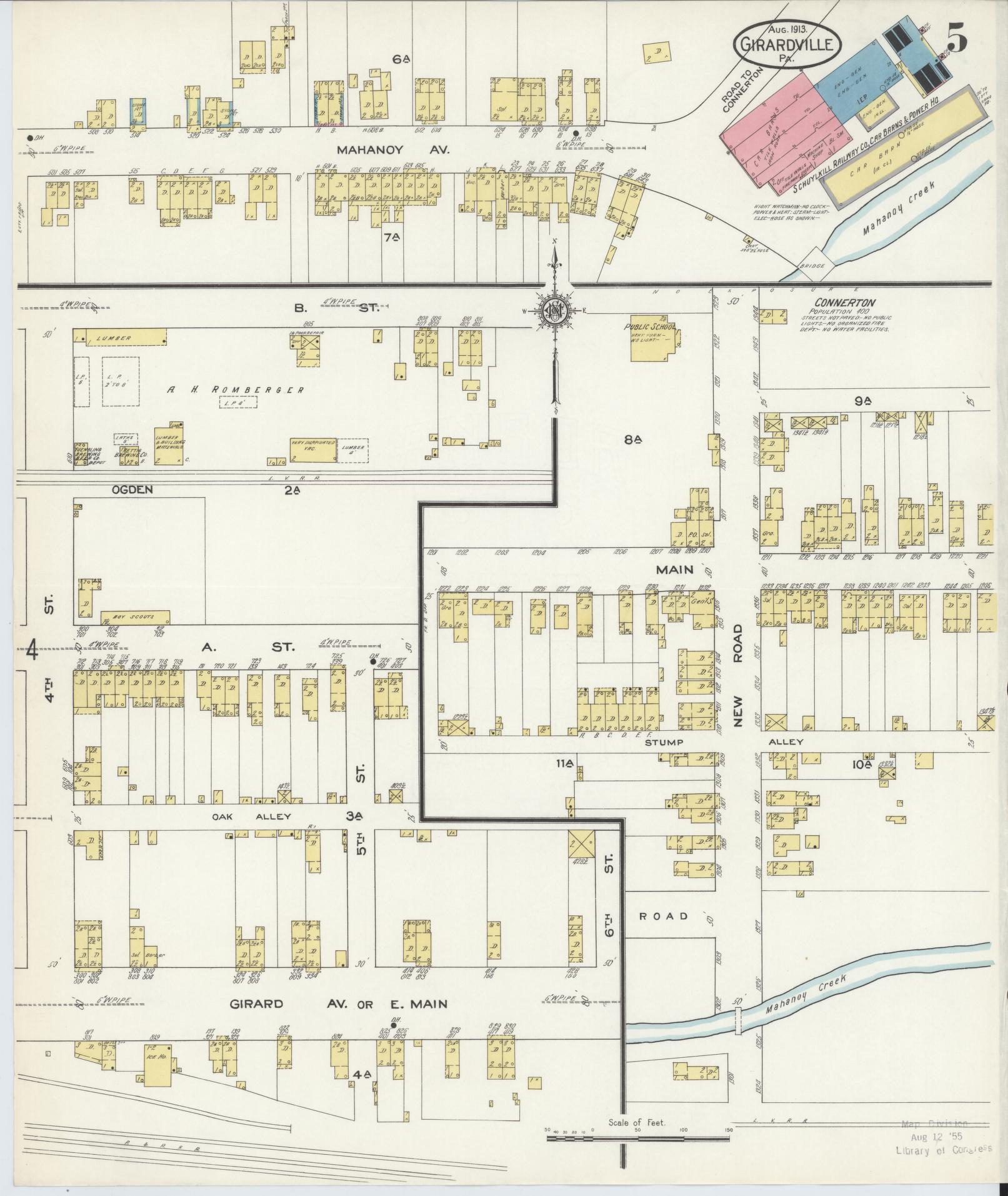 Sanborn Fire Insurance Map from Girardsville, Schuylkill County, Pennsylvania (1913), Sheet #0005 - Historic Sanborn Fire Insurance Map Print, vintage old map wall art, antique decor, genealogy gift, Pennsylvania Pennsylvania map