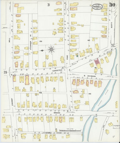 Sanborn Fire Insurance Map from Hornell, Steuben County, New York (1909), Sheet #0030 - Complete Map Set gallery image, historic Sanborn map, vintage wall art, New York New York