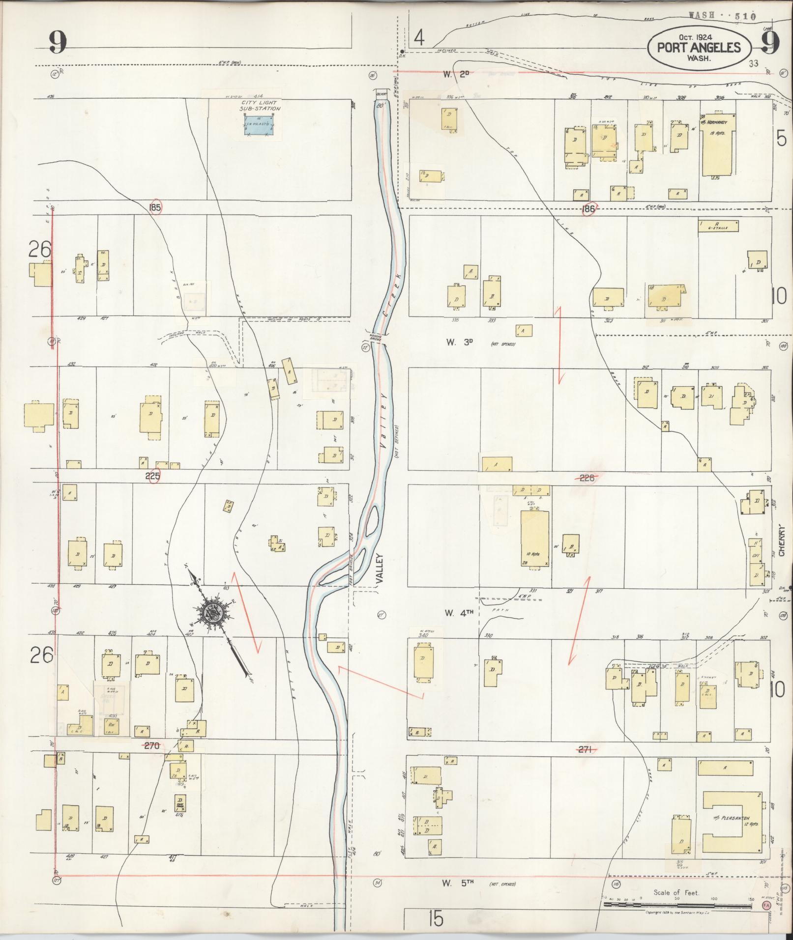 Sanborn Fire Insurance Map from Port Angeles, Clallam County, Washington (1949), Sheet #0009 - Complete Map Set gallery image, historic Sanborn map, vintage wall art, Washington Washington