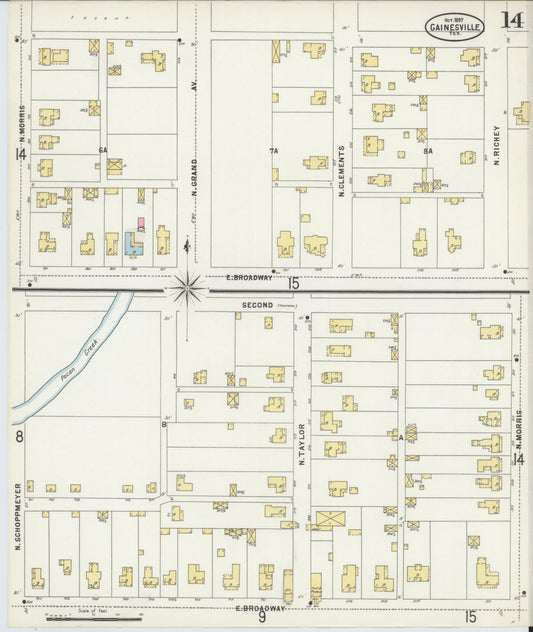 Sanborn Fire Insurance Map from Gainesville, Cooke County, Texas (1897), Sheet #0014 - Historic Sanborn Fire Insurance Map Print, vintage old map wall art, antique decor, genealogy gift, Texas Texas map