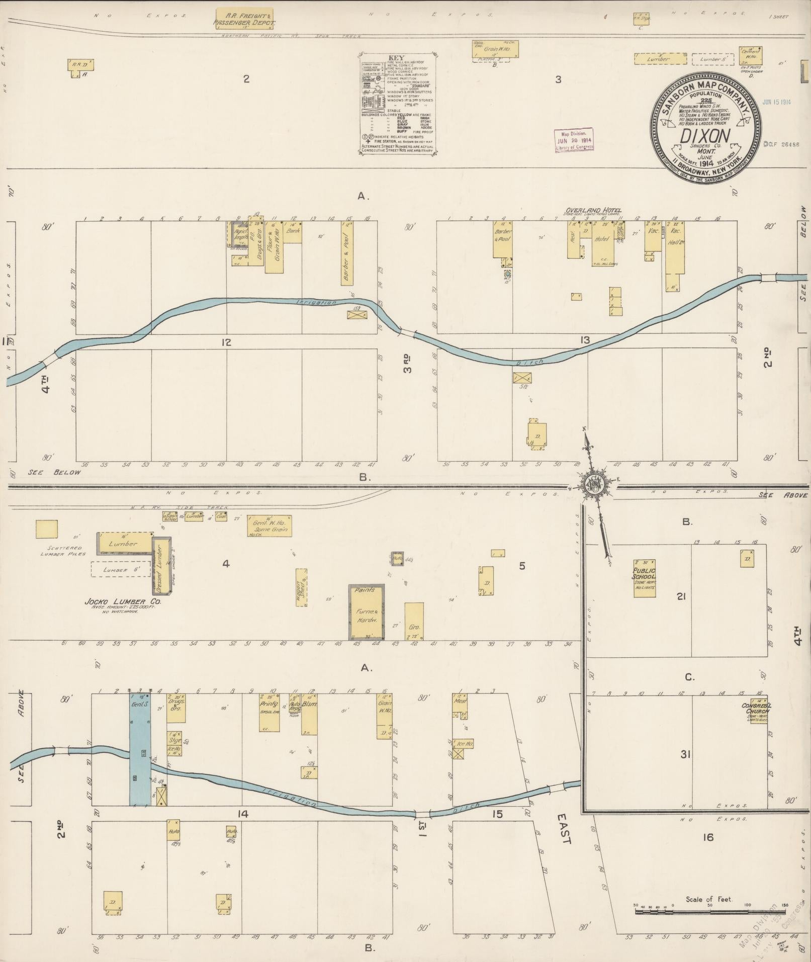 Sanborn Fire Insurance Map from Dixon, Sanders County, Montana (1914), Sheet #0001 - Historic Sanborn Fire Insurance Map Print, vintage old map wall art, antique decor, genealogy gift, Montana Montana map