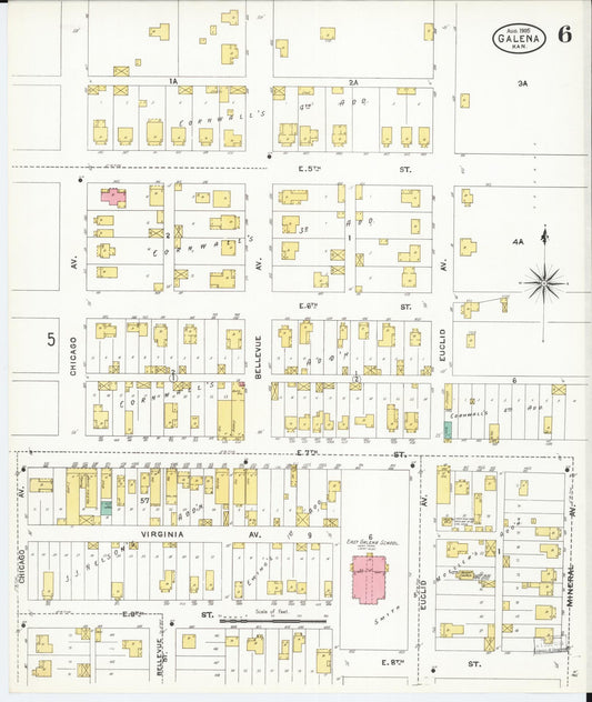 Sanborn Fire Insurance Map from Galena, Cherokee County, Kansas (1905), Sheet #0006 - Historic Sanborn Fire Insurance Map Print, vintage old map wall art, antique decor, genealogy gift, Kansas Kansas map