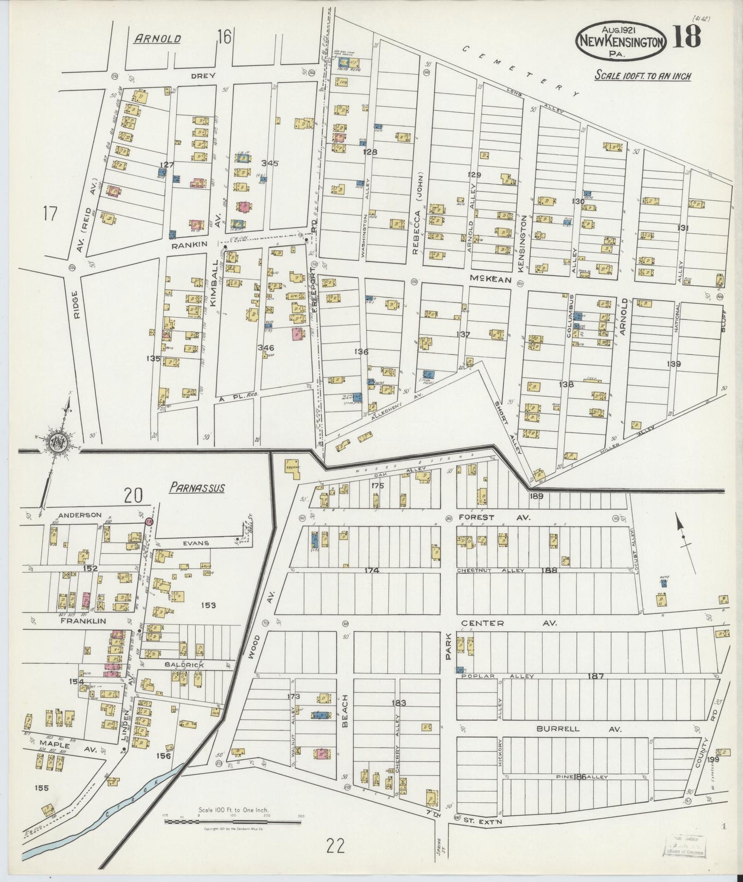 Sanborn Fire Insurance Map from New Kensington, Westmoreland County, Pennsylvania (1921), Sheet #0018 - Complete Map Set gallery image, historic Sanborn map, vintage wall art, Pennsylvania Pennsylvania