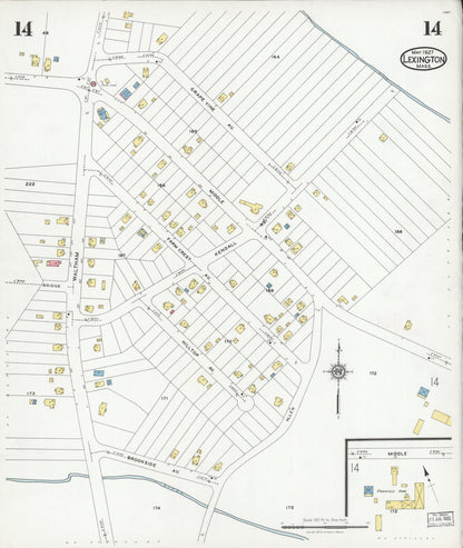 Sanborn Fire Insurance Map from Lexington, Middlesex County, Massachusetts (1927), Sheet #0014 - Complete Map Set gallery image, historic Sanborn map, vintage wall art, Massachusetts Massachusetts