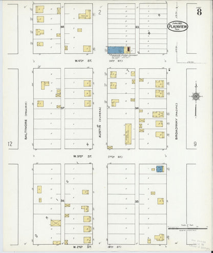 Sanborn Fire Insurance Map from Plainview, Hale County, Texas (1921), Sheet #0008 - Complete Map Set gallery image, historic Sanborn map, vintage wall art, Texas Texas