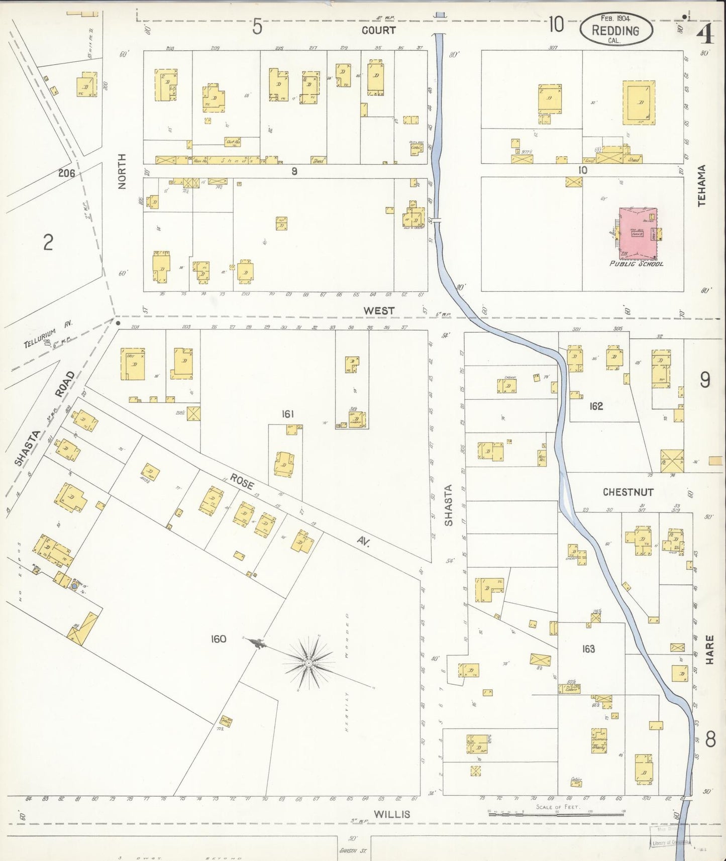 Sanborn Fire Insurance Map from Redding, Shasta County, California (1904), Sheet #0004 - Complete Map Set gallery image, historic Sanborn map, vintage wall art, California California
