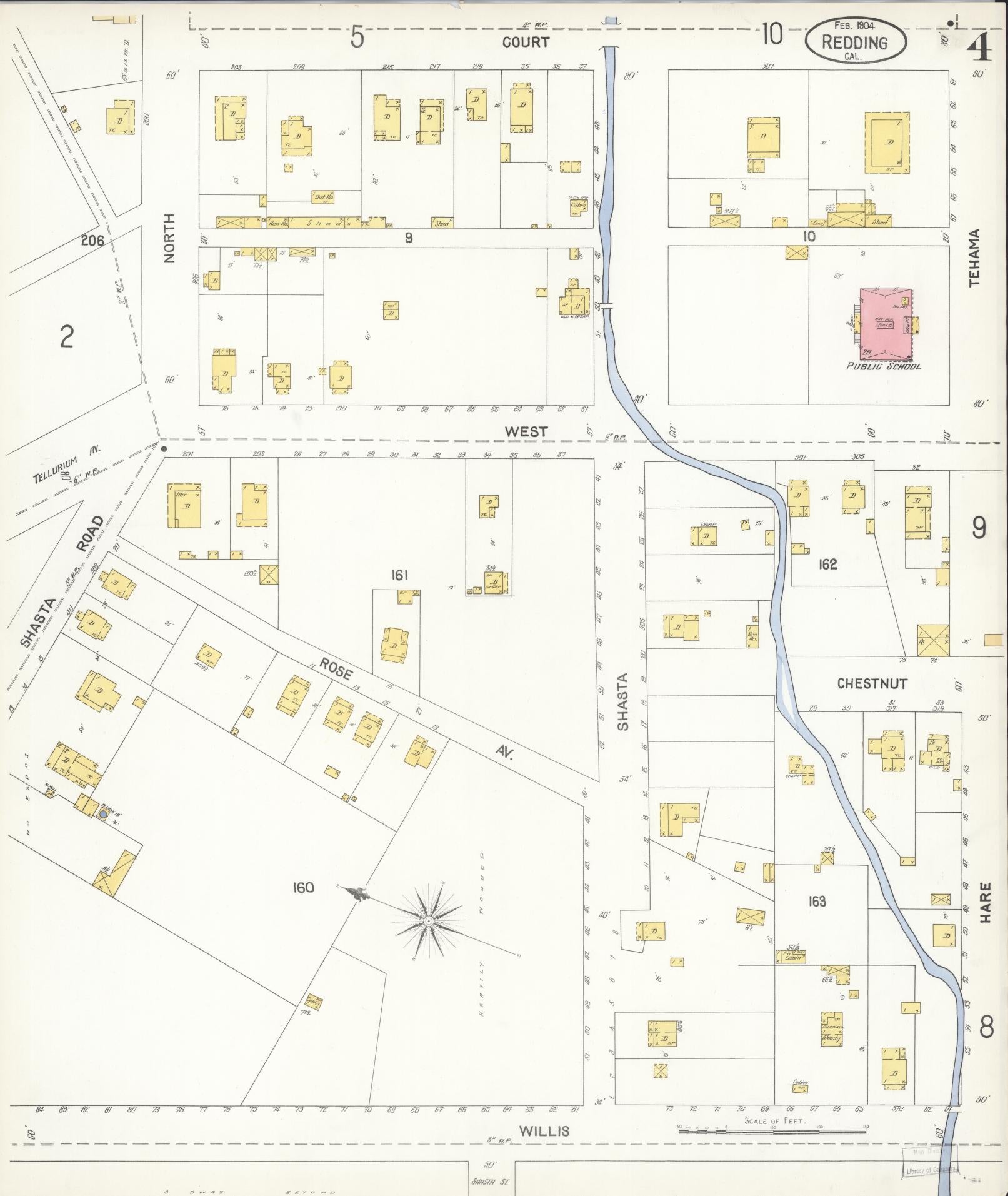 Sanborn Fire Insurance Map from Redding, Shasta County, California (1904), Sheet #0004 - Complete Map Set gallery image, historic Sanborn map, vintage wall art, California California