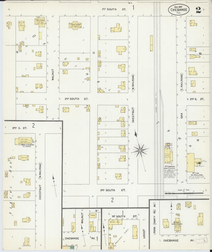 Sanborn Fire Insurance Map from Chebanse, Iroquois And Kankakee County, Illinois (1907), Sheet #0002 - Historic Sanborn Fire Insurance Map Print, vintage old map wall art, antique decor, genealogy gift, Illinois Illinois map