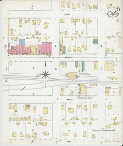 Sanborn Fire Insurance Map from Fairbury, Livingston County, Illinois (1906), Sheet #0005 - Complete Map Set gallery image, historic Sanborn map, vintage wall art, Illinois Illinois