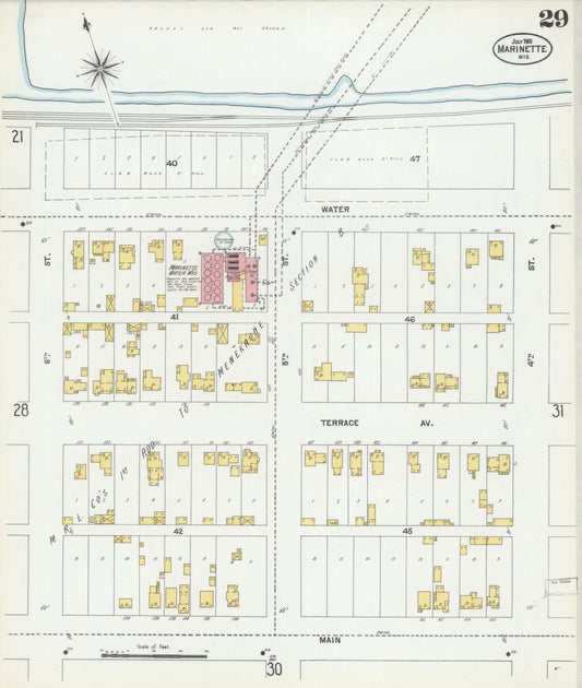 Sanborn Fire Insurance Map from Marinette, Marinette County, Wisconsin (1901), Sheet #0029 - Historic Sanborn Fire Insurance Map Print, vintage old map wall art, antique decor, genealogy gift, Wisconsin Wisconsin map