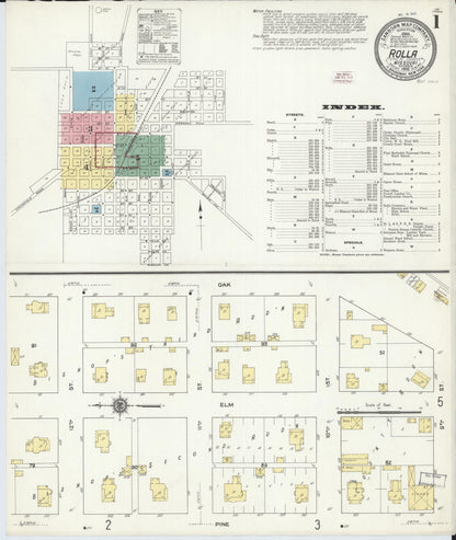 Sanborn Fire Insurance Map from Rolla, Phelps County, Missouri (1910), Sheet #0001 - Complete Map Set gallery image, historic Sanborn map, vintage wall art, Missouri Missouri