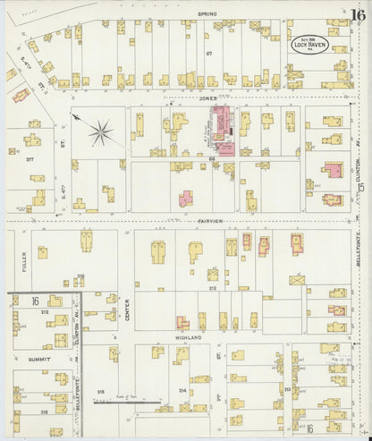 Sanborn Fire Insurance Map from Lock Haven, Clinton County, Pennsylvania (1906), Sheet #0016 - Historic Sanborn Fire Insurance Map Print, vintage old map wall art, antique decor, genealogy gift, Pennsylvania Pennsylvania map