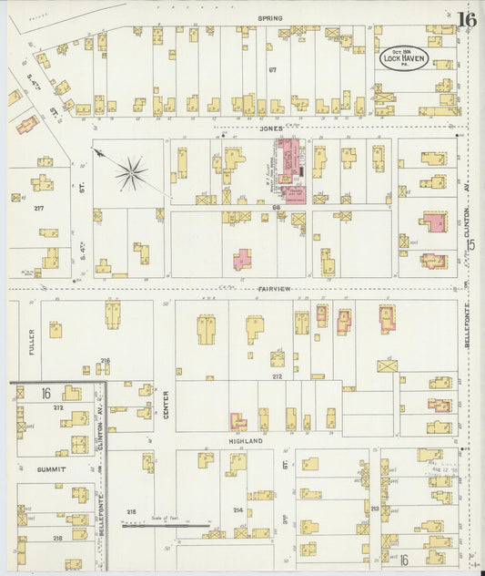 Sanborn Fire Insurance Map from Lock Haven, Clinton County, Pennsylvania (1906), Sheet #0016 - Historic Sanborn Fire Insurance Map Print, vintage old map wall art, antique decor, genealogy gift, Pennsylvania Pennsylvania map