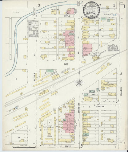 Sanborn Fire Insurance Map from Sutton, Clay County, Nebraska (1897), Sheet #0001 - Complete Map Set gallery image, historic Sanborn map, vintage wall art, Nebraska Nebraska