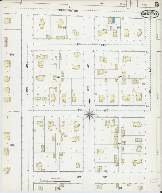 Sanborn Fire Insurance Map from Mendota, La Salle County, Illinois (1891), Sheet #0005 - Historic Sanborn Fire Insurance Map Print, vintage old map wall art, antique decor, genealogy gift, Illinois Illinois map