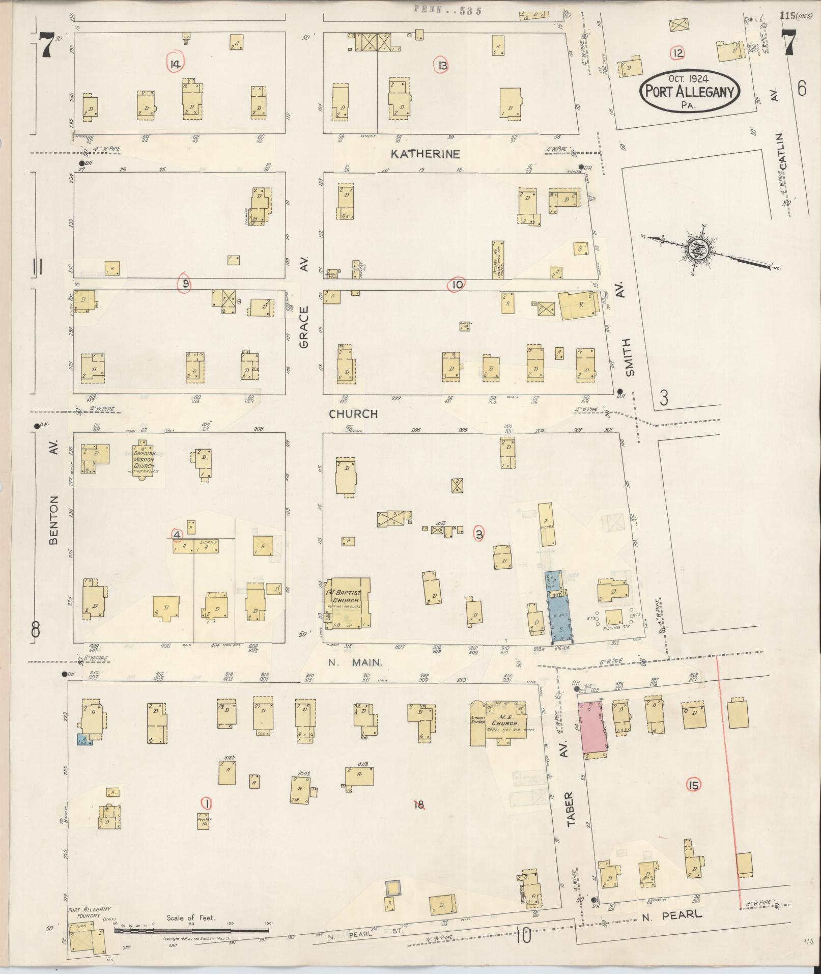 Sanborn Fire Insurance Map from Port Allegany, McKean County, Pennsylvania (1940), Sheet #0007 - Complete Map Set gallery image, historic Sanborn map, vintage wall art, Pennsylvania Pennsylvania
