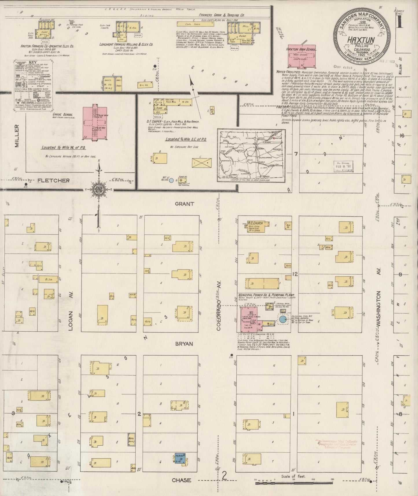 Sanborn Fire Insurance Map from Haxtun, Phillips County, Colorado. (1921) – Historic Sanborn Fire Insurance Map Print