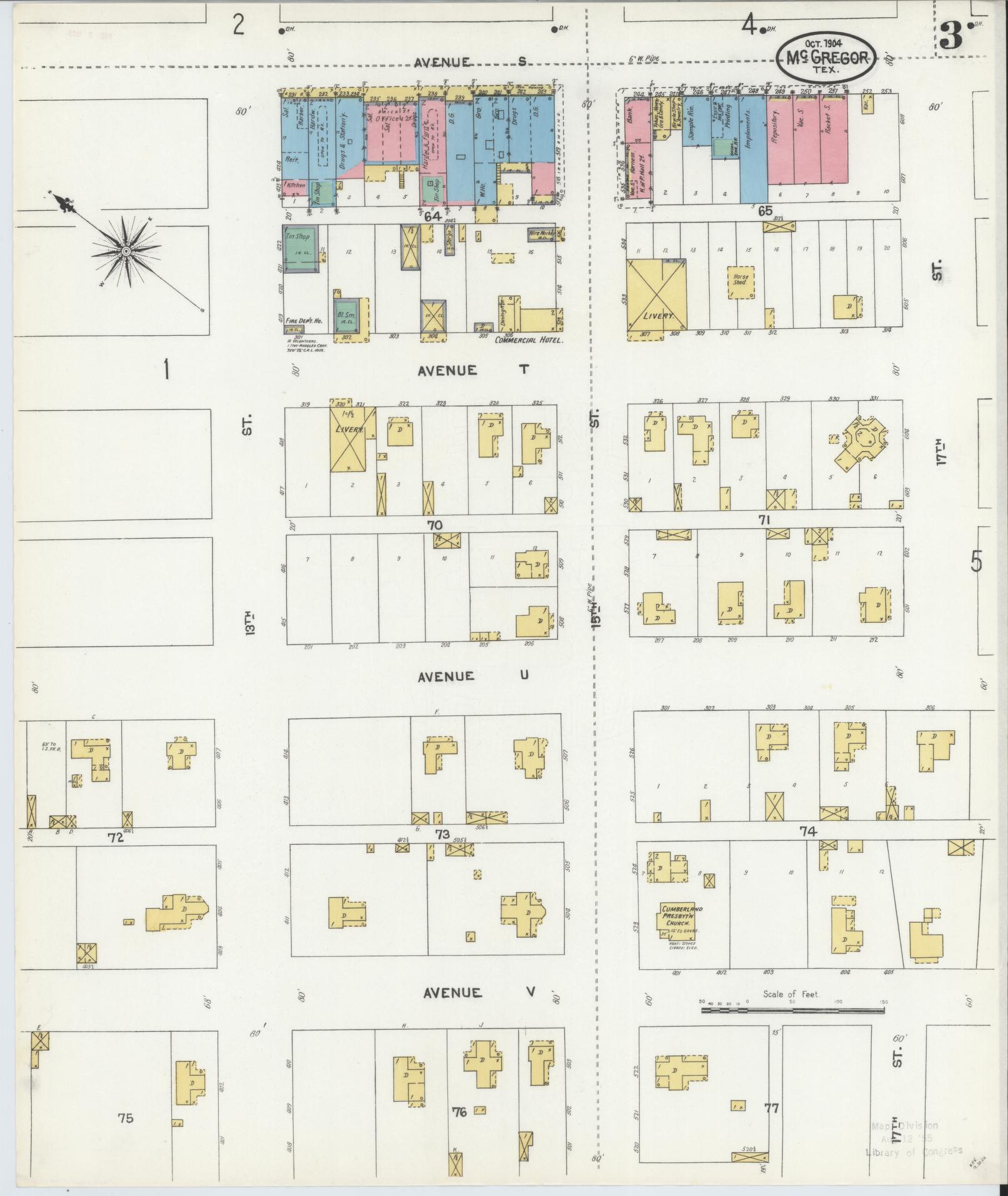 Sanborn Fire Insurance Map from McGregor, McLennan County, Texas (1904), Sheet #0003 - Historic Sanborn Fire Insurance Map Print, vintage old map wall art, antique decor, genealogy gift, Texas Texas map